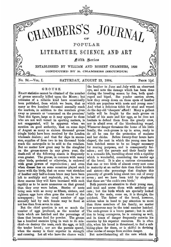 Book Chambers's Journal of Popular Literature, Science, and Art, Fifth Series, No. 34, Vol. I, August 23, 1884