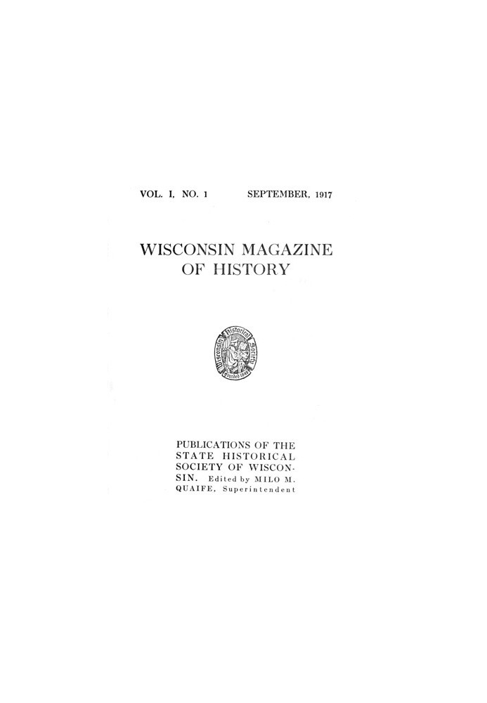 Book The Wisconsin Magazine of History, Volume 1, 1917-1918