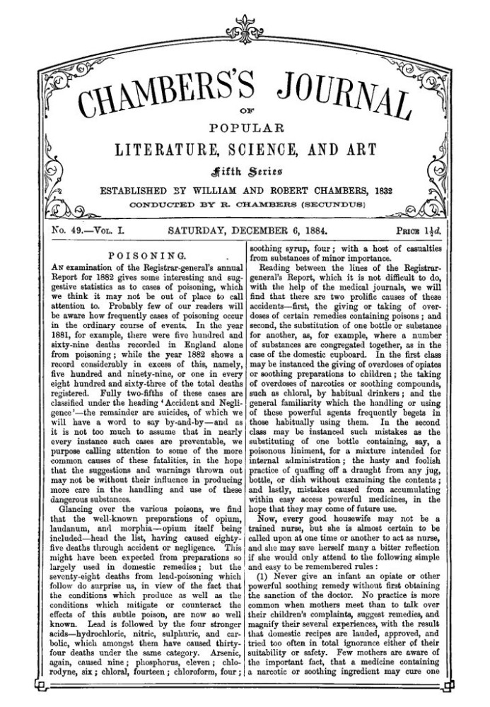 Book Chambers's Journal of Popular Literature, Science, and Art, Fifth Series, No. 49, Vol. I, December 6, 1884
