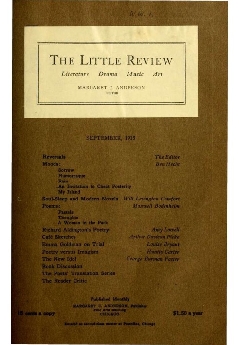 Book The Little Review, September 1915 (Vol. 2, No. 6)