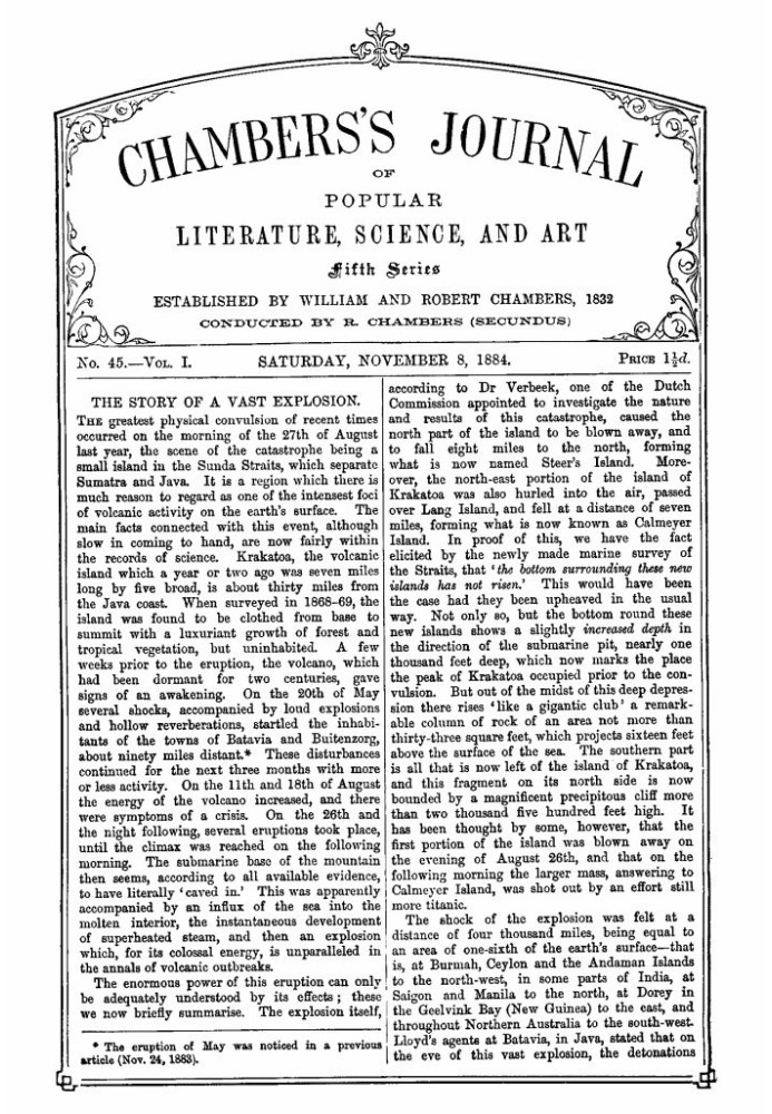 Book Chambers's Journal of Popular Literature, Science, and Art, Fifth Series, No. 45, Vol. I, November 8, 1884