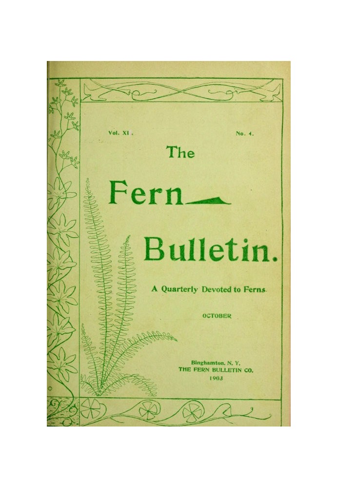 Book The Fern Bulletin, October 1903 A Quarterly Devoted to Ferns