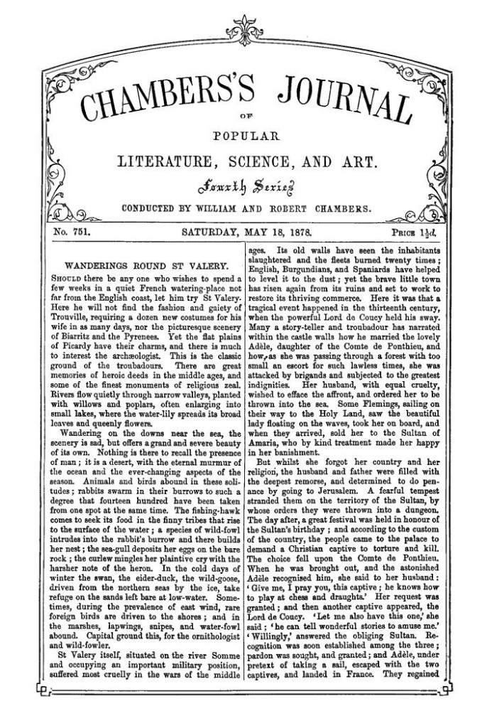 Книга Журнал популярної літератури, науки та мистецтва Чемберса, № 751, 18 травня 1878 р.