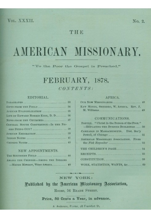 Book The American Missionary — Volume 32, No. 02, February, 1878