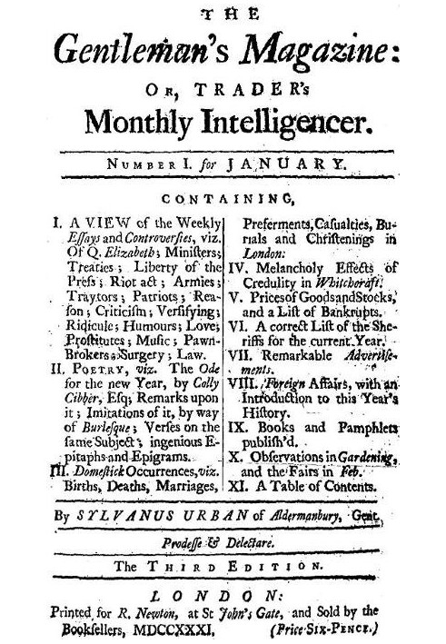Книга Журнал Gentleman's Magazine, январь 1731 г., или Trader's Monthly Intelligencer