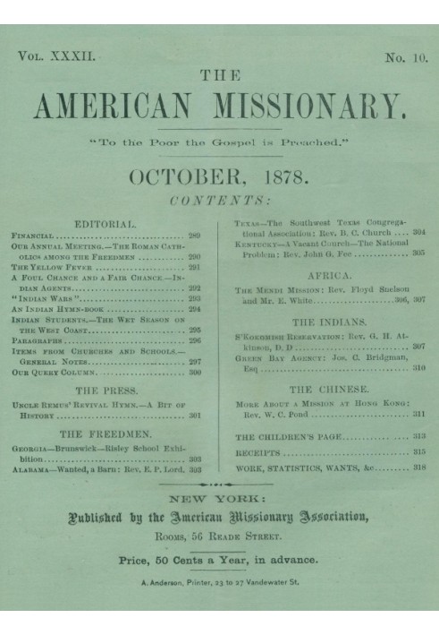 Book The American Missionary — Volume 32, No. 10, October, 1878