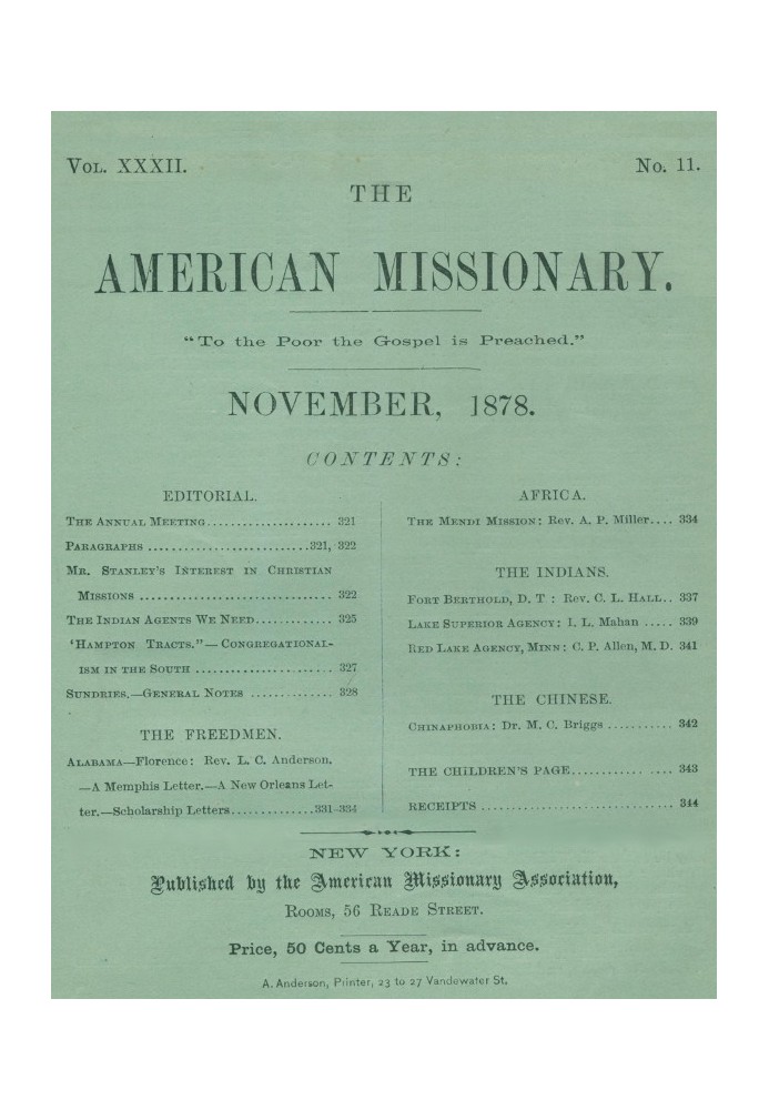 Книга Американский миссионер - Том 32, № 11, ноябрь 1878 г.