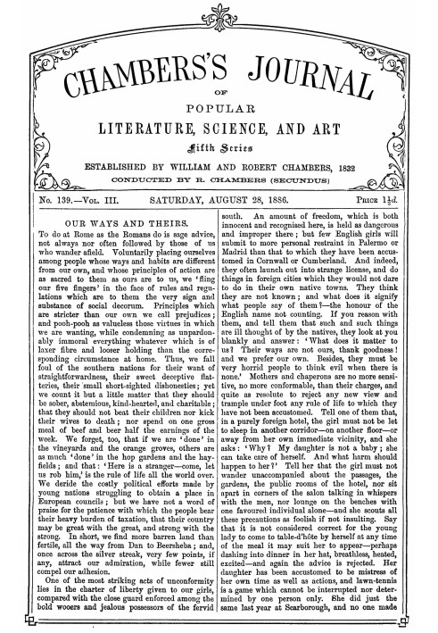 Book Chambers's Journal of Popular Literature, Science, and Art, fifth series, no. 139, vol. III, August 28, 1886