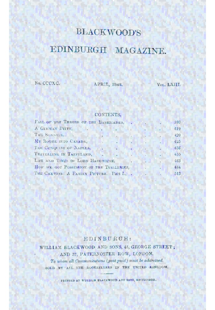 Book Blackwood's Edinburgh Magazine, Vol. 63, No. 390, April, 1848