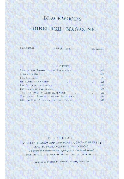 Book Blackwood's Edinburgh Magazine, Vol. 63, No. 390, April, 1848