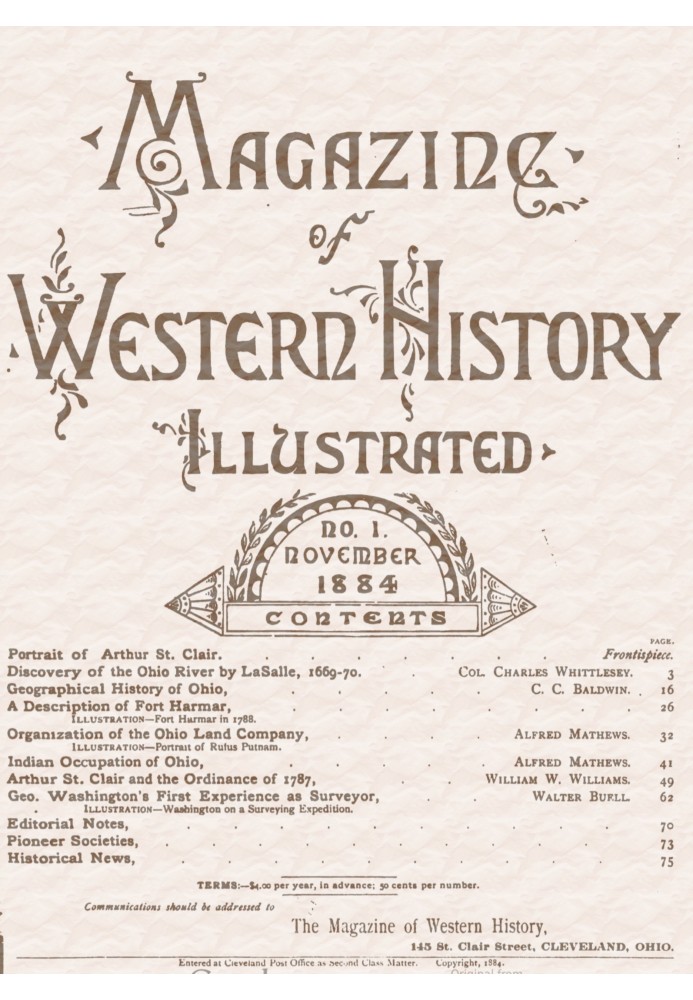 Book Magazine of western history, illustrated, Vol. I, No. 1, November 1884