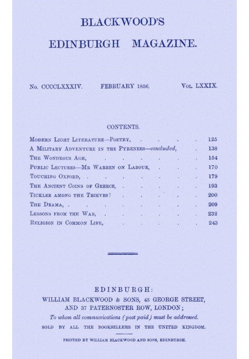 Book Blackwood's Edinburgh Magazine, Vol. 79, No. 484, February, 1856