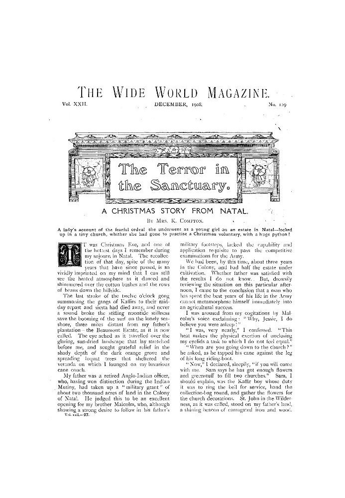 Book The Wide World Magazine, Vol. 22, No. 129, December, 1908
