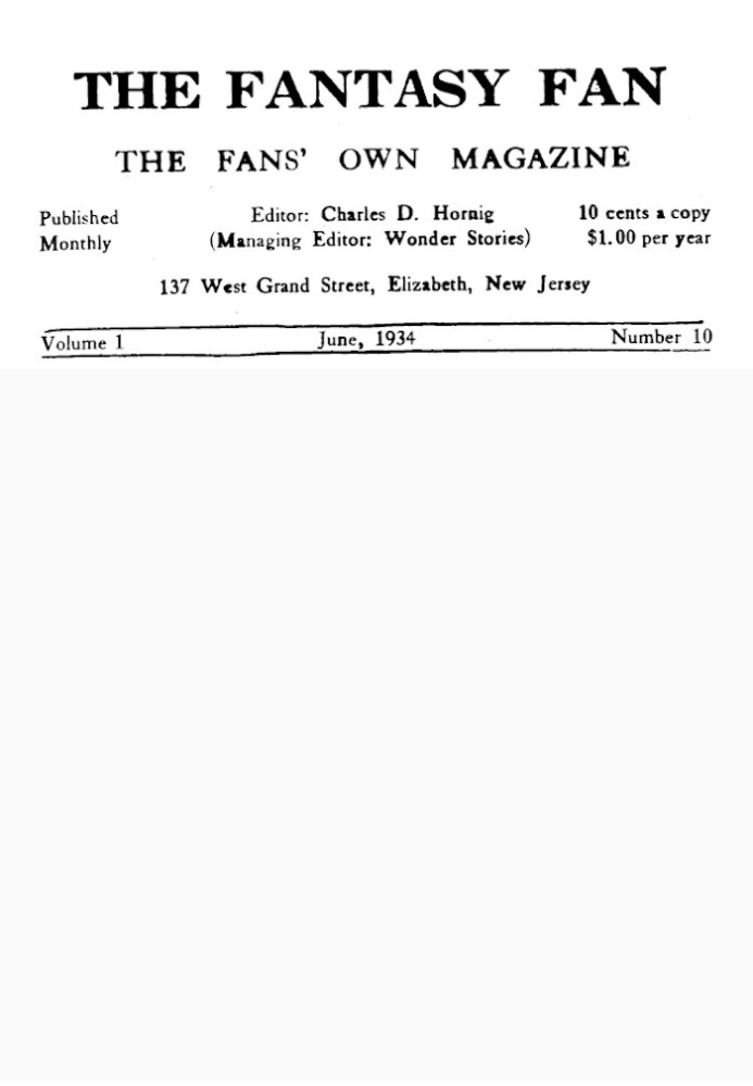 Book The Fantasy Fan, Volume 1, Number 10, June 1934 The Fan's Own Magazine