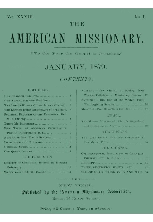 Book The American Missionary — Volume 33, No. 01, January 1879