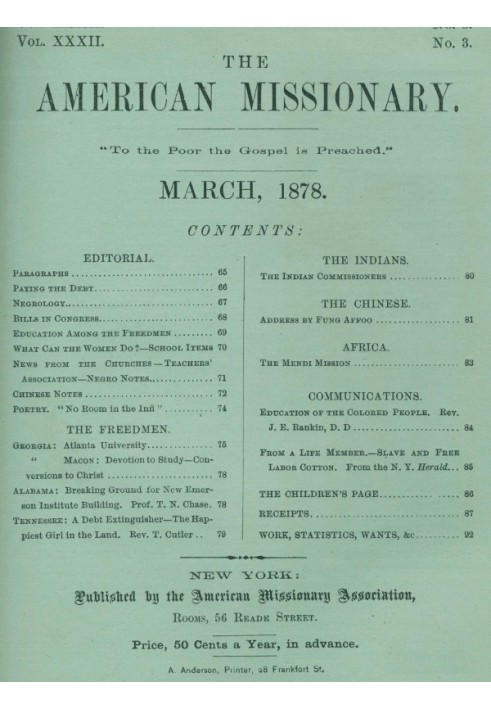 Книга Американський місіонер — том 32, № 03, березень 1878 р