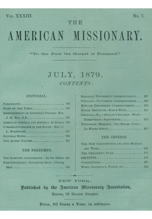 Book The American Missionary — Volume 33, No. 07, July, 1879