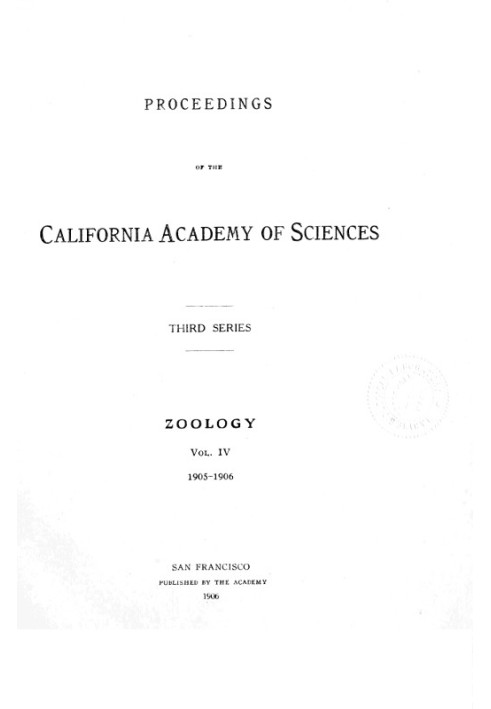 Book Proceedings of the California Academy of Sciences, Series 3, Volume 4 (Zoology)