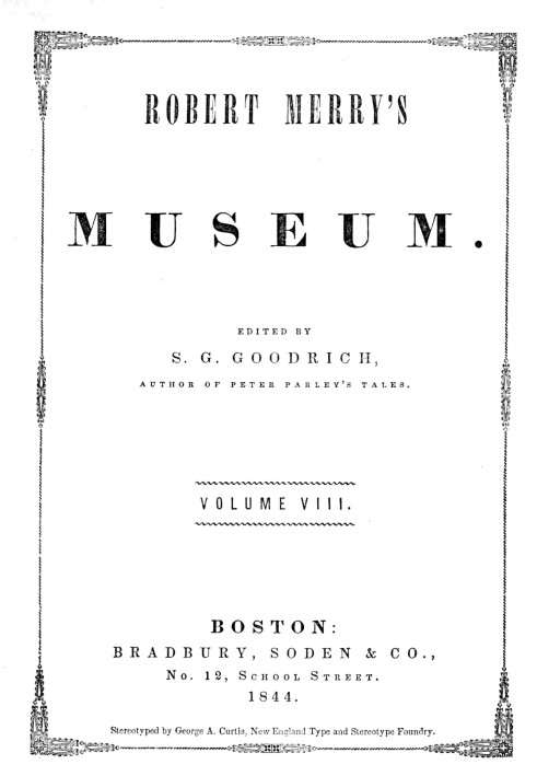 Book Robert Merry's Museum, Vol. VIII, July to December, 1844
