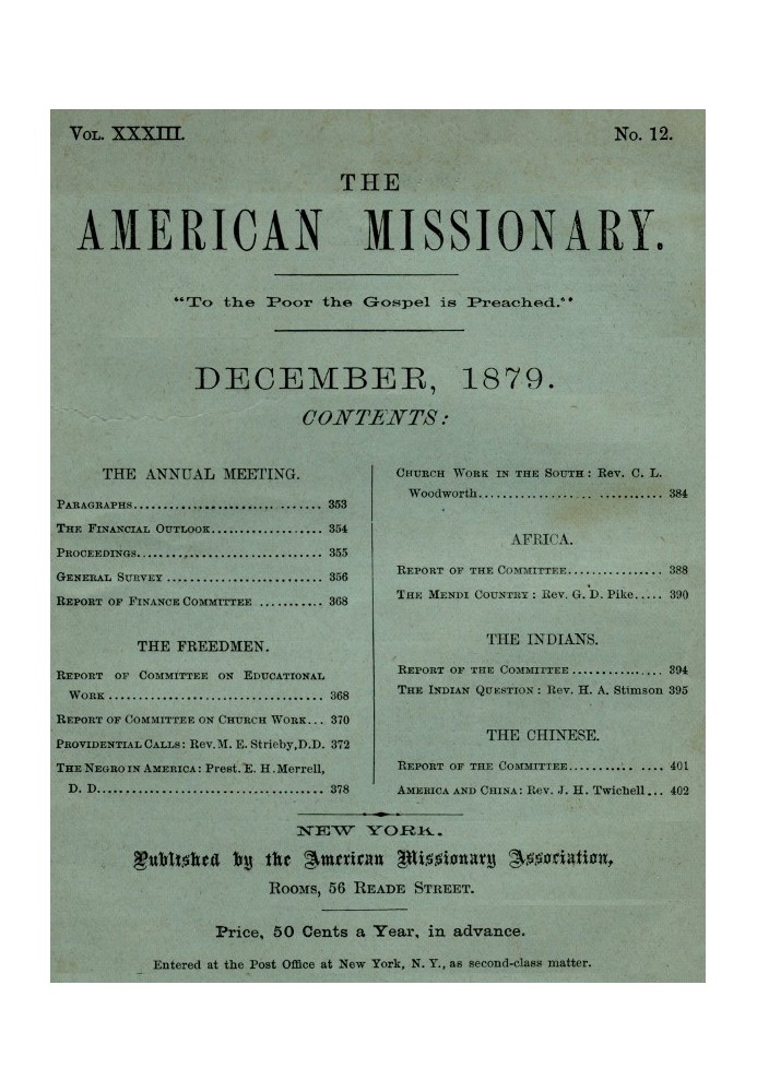 Book The American Missionary — Volume 33, No. 12, December 1879