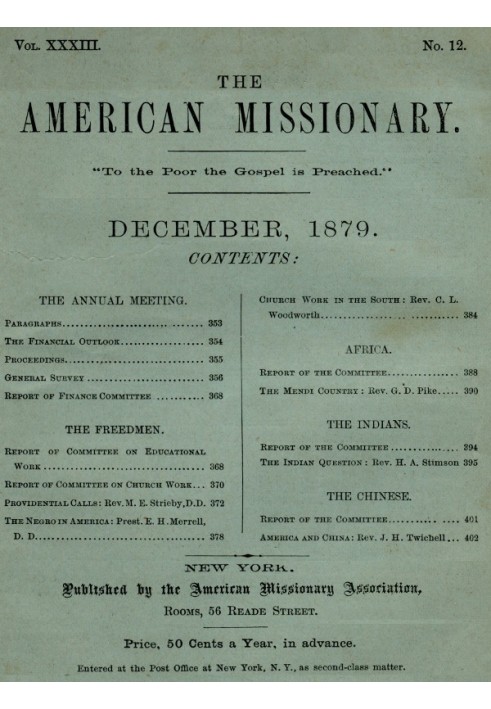 Book The American Missionary — Volume 33, No. 12, December 1879
