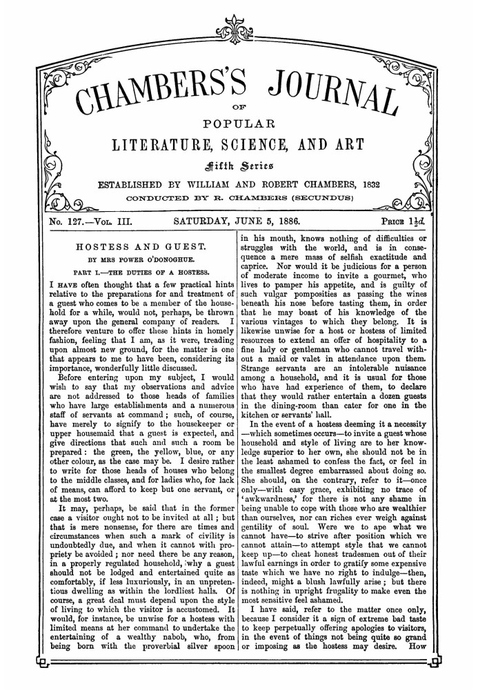 Book Chambers's Journal of Popular Literature, Science, and Art, fifth series, no. 127, vol. III, June 5, 1886