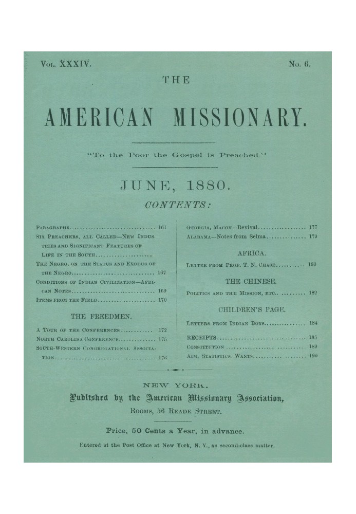 Book The American Missionary — Volume 34, No. 06, June, 1880