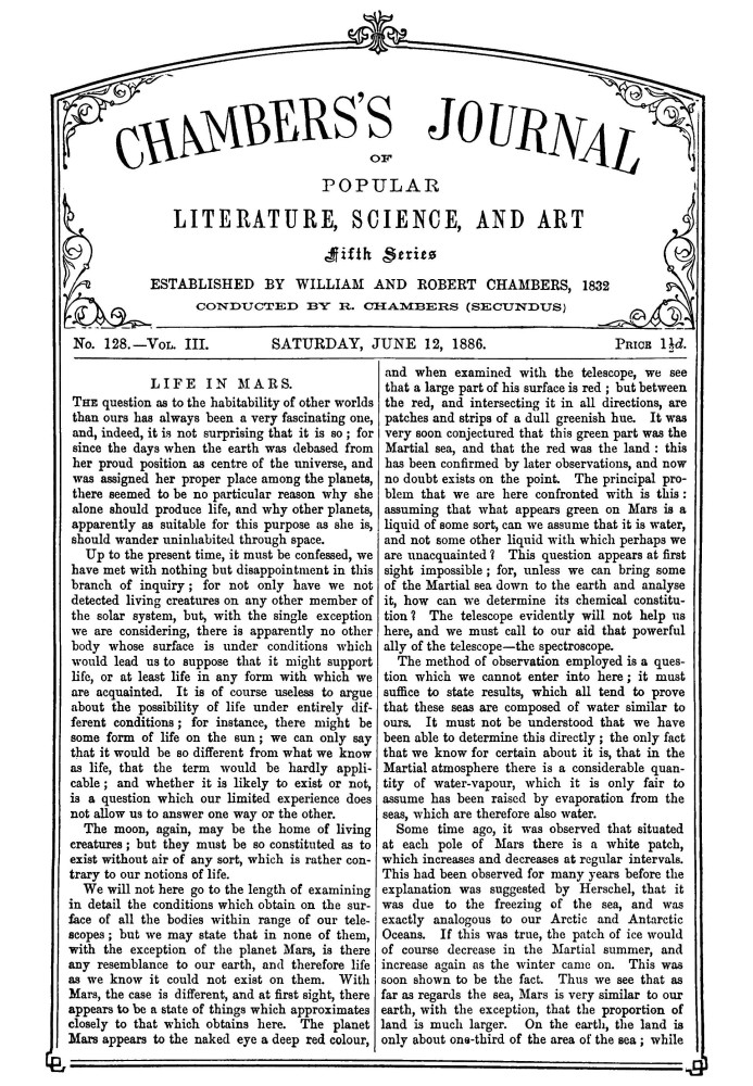Book Chambers's Journal of Popular Literature, Science, and Art, fifth series, no. 128, vol. III, June 12, 1886