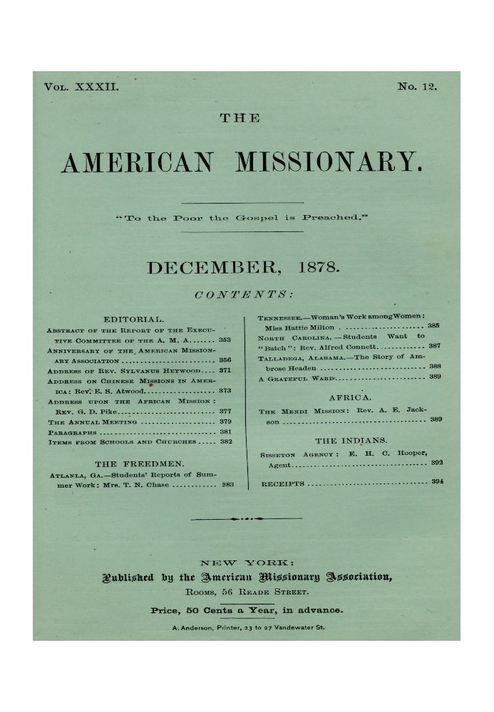 Book The American Missionary — Volume 32, No. 12, December, 1878