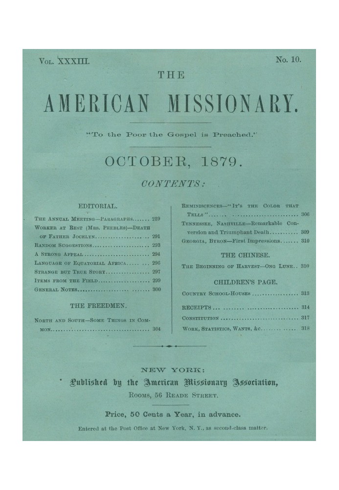Book The American Missionary — Volume 33, No. 10, October, 1879