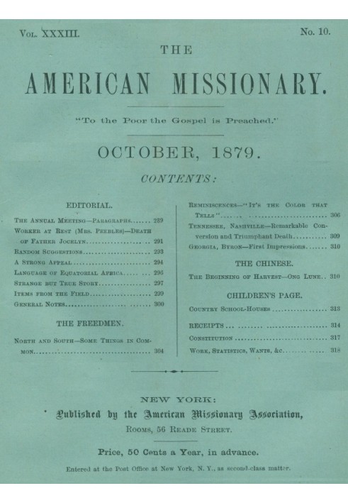 Book The American Missionary — Volume 33, No. 10, October, 1879