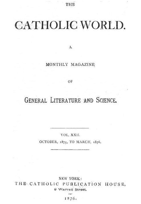 Книга Католицький світ, том. 22 жовтня 1875 р. по березень 1876 р. Щомісячний журнал загальної літератури та науки