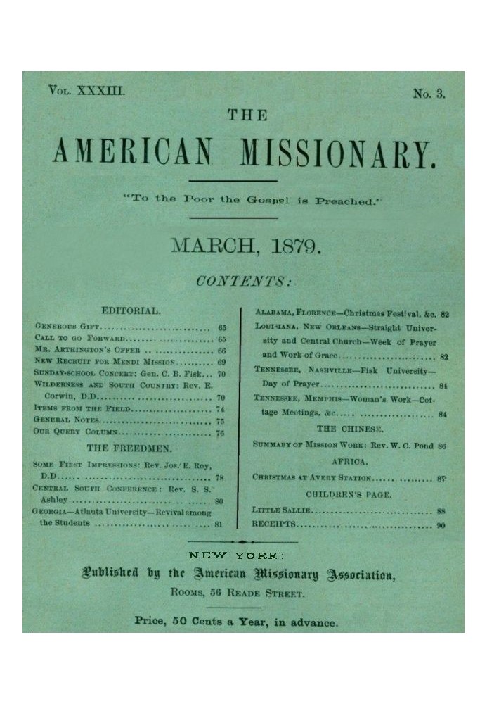 Book The American Missionary — Vol. 33, No. 3, March, 1879