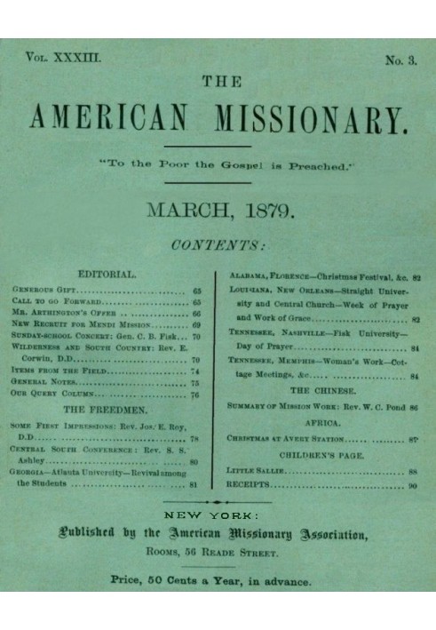 Book The American Missionary — Vol. 33, No. 3, March, 1879