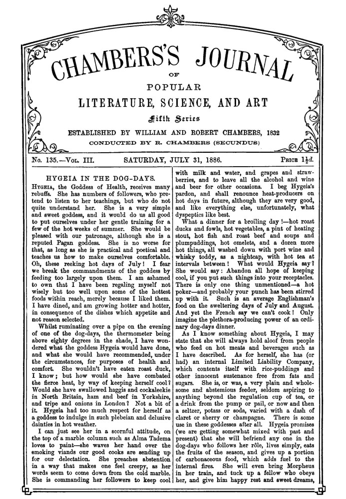 Book Chambers's Journal of Popular Literature, Science, and Art, fifth series, no. 135, vol. III, July 31, 1886