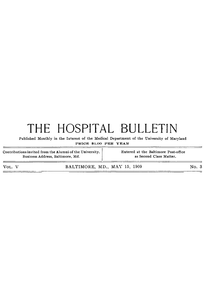 Book The Hospital Bulletin, Vol. V, No. 3, May 15, 1909
