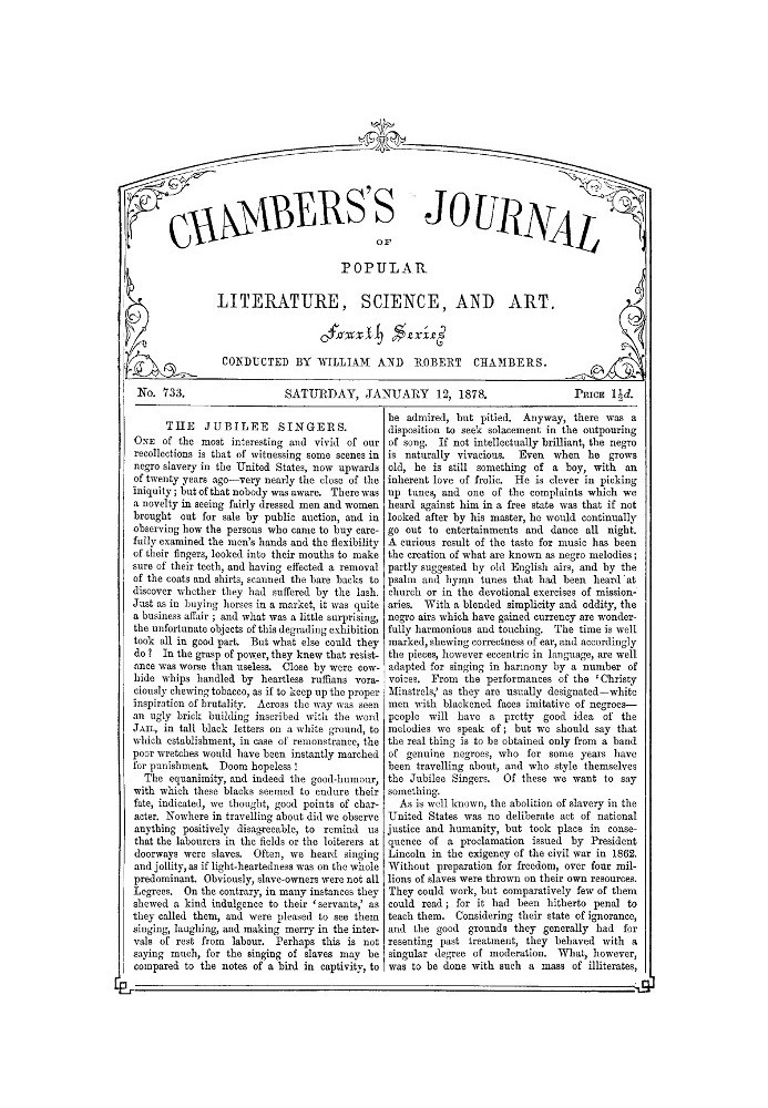 Book Chambers's Journal of Popular Literature, Science, and Art, No. 733, January 12, 1878