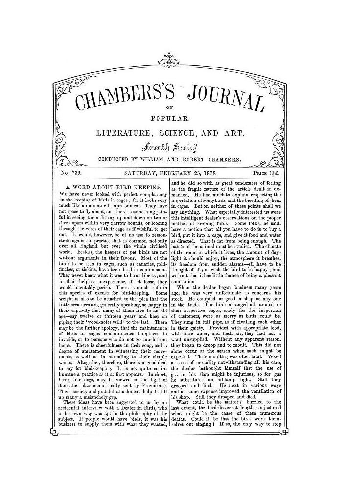 Book Chambers's Journal of Popular Literature, Science, and Art, No. 739, February 23, 1878