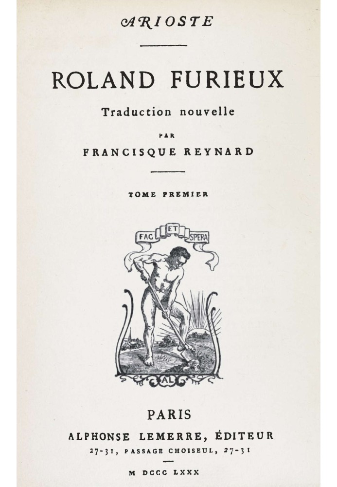 Книга Roland Furieux, том 1: $b Новий переклад Франсіска Рейнара
