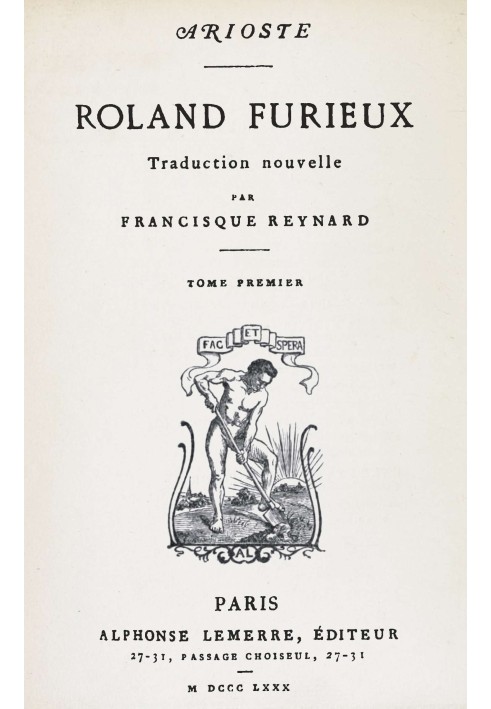 Книга Roland Furieux, том 1: $b Новий переклад Франсіска Рейнара