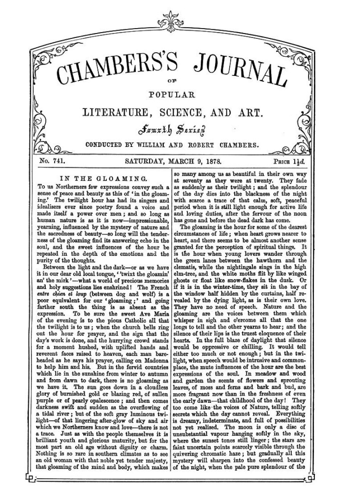 Book Chambers's Journal of Popular Literature, Science, and Art, No. 741, March 9, 1878