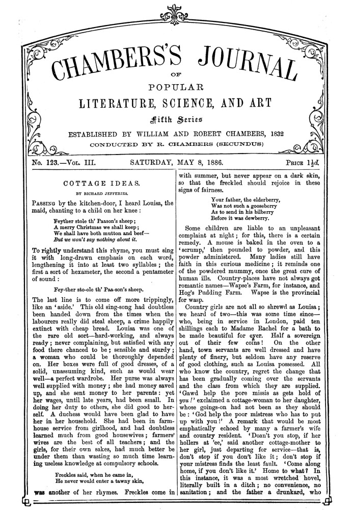 Book Chambers's Journal of Popular Literature, Science, and Art, fifth series, no. 123, vol. III, May 8, 1886