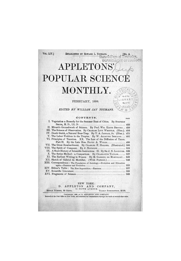 Book Appletons' Popular Science Monthly, February 1899 Volume LIV, No. 4, February 1899