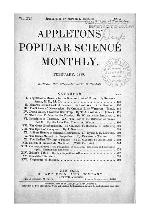 Book Appletons' Popular Science Monthly, February 1899 Volume LIV, No. 4, February 1899
