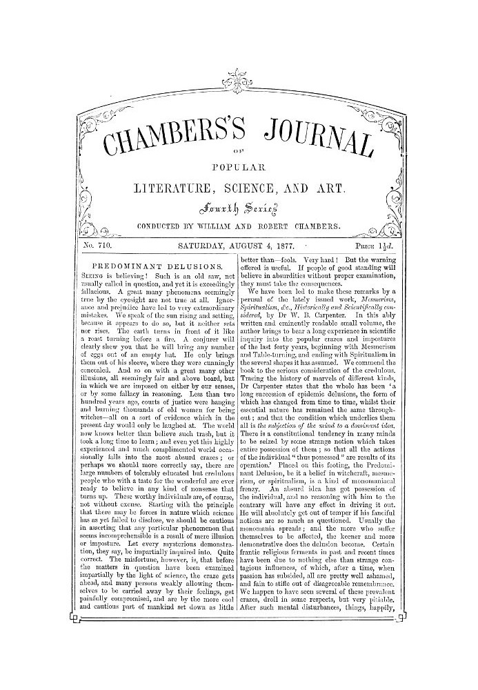 Book Chambers's Journal of Popular Literature, Science, and Art, No. 710 August 4, 1877