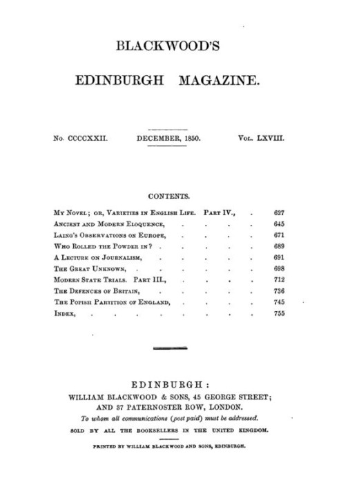Book Blackwood's Edinburgh Magazine, Vol. 68, No 422, December 1850