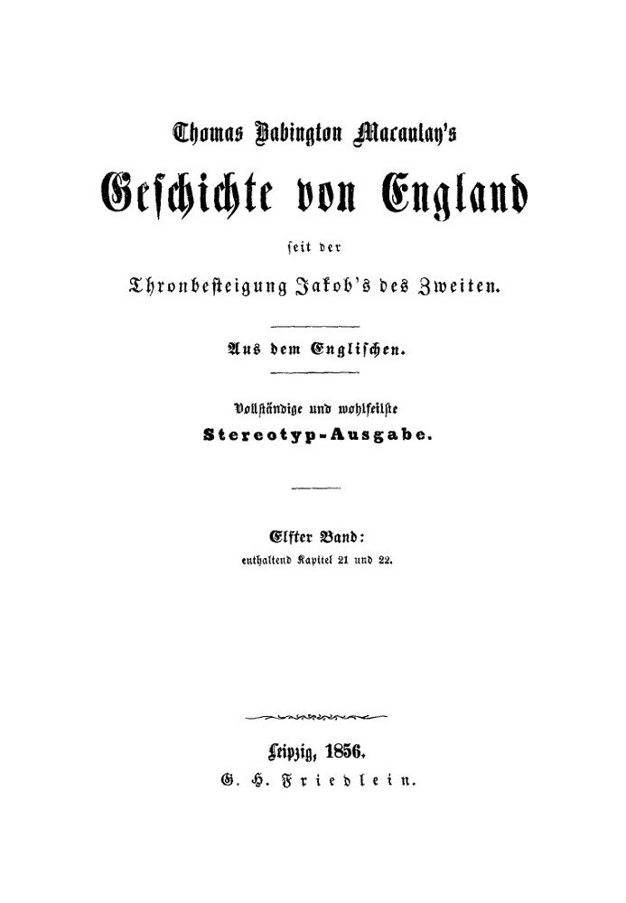 Book History of England since the accession of James II. Eleventh volume: containing chapters 21 and 22.