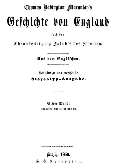 Book History of England since the accession of James II. Eleventh volume: containing chapters 21 and 22.