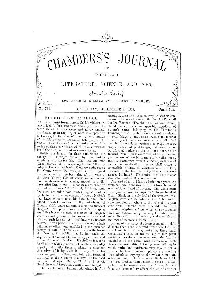 Book Chambers's Journal of Popular Literature, Science, and Art, No. 715 September 8, 1877