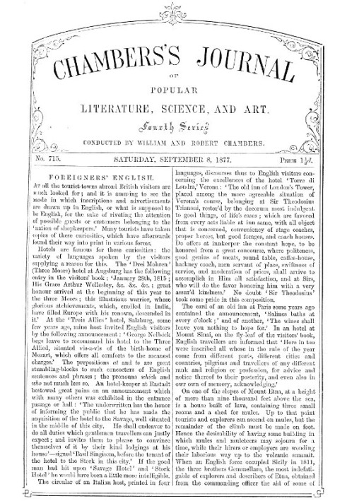 Book Chambers's Journal of Popular Literature, Science, and Art, No. 715 September 8, 1877